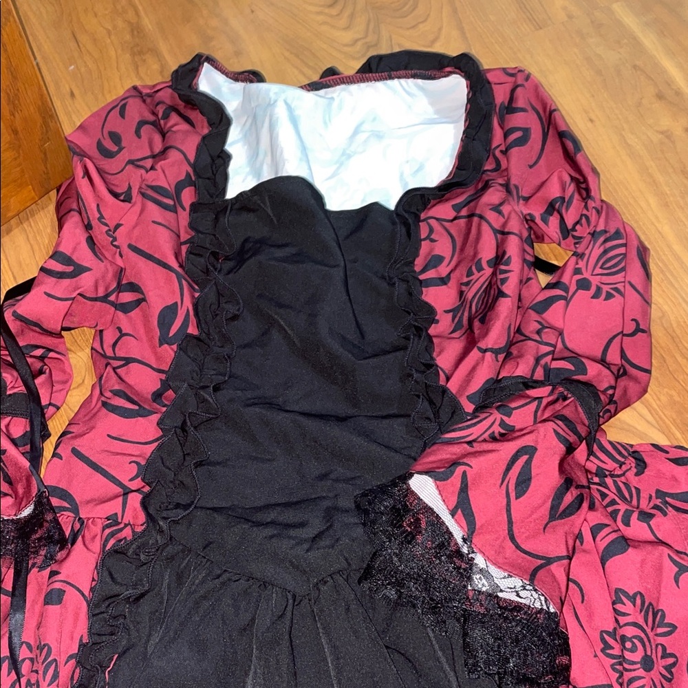 Floral Black and Red Dress